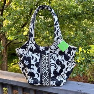 Vera Bradley Night & Day Black White Side by Side Tote Shoulder Bag NWT